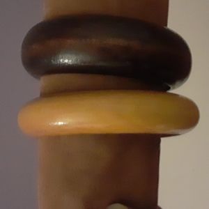 Vintage Wooden Bangle Set of Two